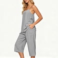 thumbnail image 5 of Cagogo Women V Neck Sleeveless Tank Top Wide Leg Pants Two Piece Set Casual Summer Outfits Loose Fit Tops Comfy Pants Matching Lounge Sets Tracksuits Travel Airport Clothes, Gray S, 5 of 8