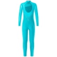 thumbnail image 2 of inlzdz Gymnastics Leotards for Girls Sheer Mesh One-Piece Bodycon Jumpsuit Workout Unitard Biketard Lake Blue 14, 2 of 7