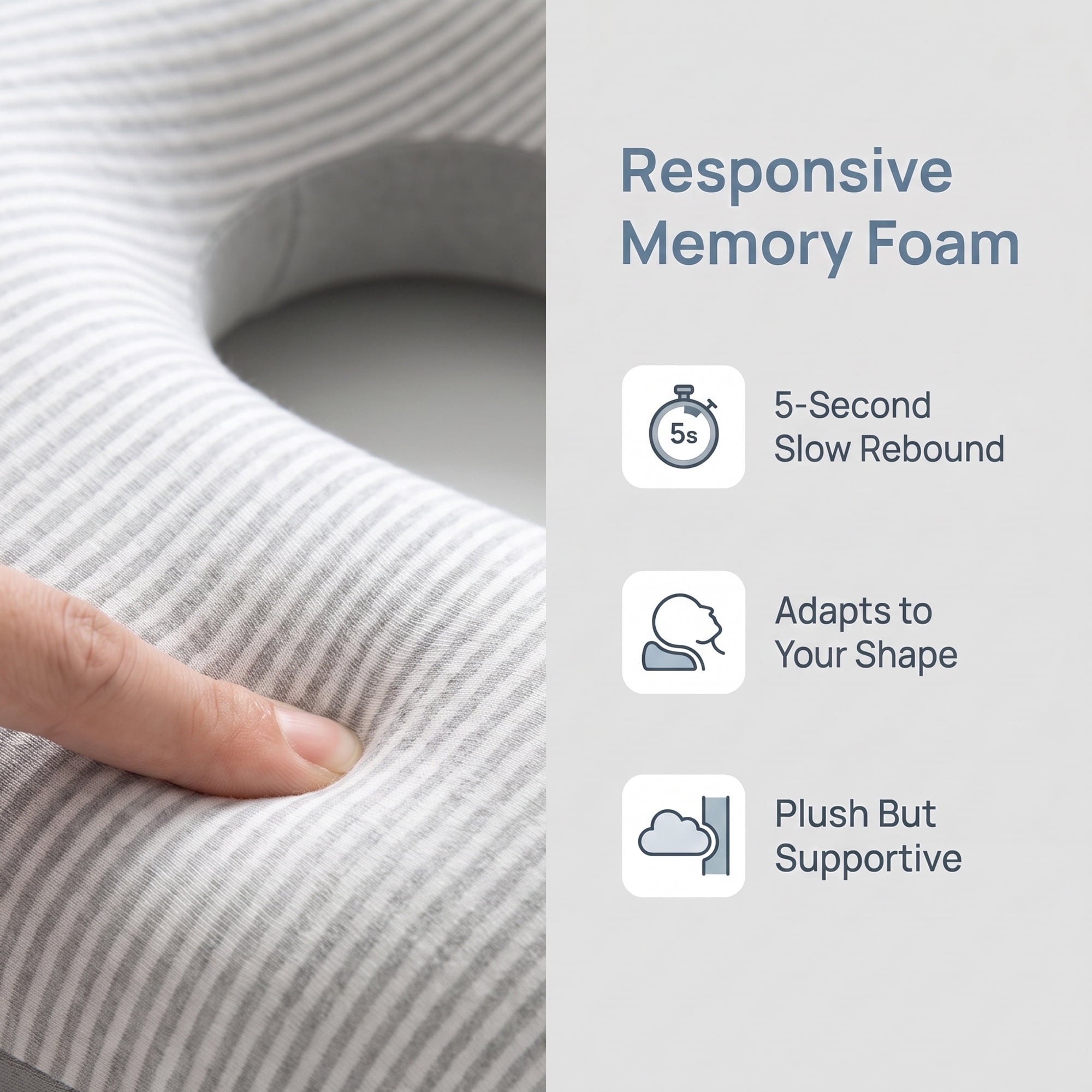 Unique Bargains Memory Foam Neck Pillow U Shape Snap Closure for Office Gray 11"x12"x4"