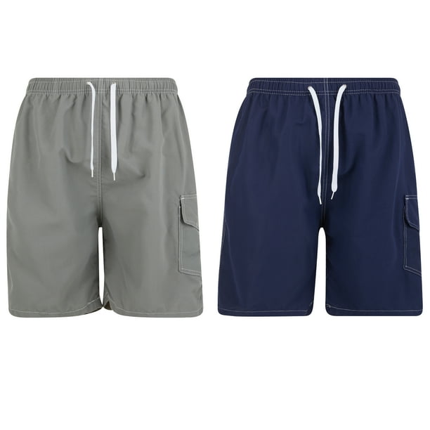 iBerryNY Mens Swim Trunks Quick Dry Cargo Shorts w/ Mesh Lining, 2