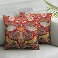 thumbnail image 2 of Nawypu Red Pimpernel Floral Lumbar Pillow Covers 2pcs Strawberry Yellow Orange Grey Flower Birds Decorative Pillow Cases Vintage Colorful Chinoiserie Cushion Case Home Decor for Sofa Couch, 2 of 6