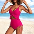 thumbnail image 5 of Hrsba 1 Piece Swimsuits Women Solid Color with Padded Cups No Underwire Loose Casual Bathing Suits for Women Summer Beach Wear Swimwear, 5 of 5