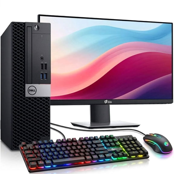 Restored Dell OptiPlex Desktop Computer PC Quad-Core i7-6700 16GB DDR4 Ram 512GB SSD 24 inch Monitor RGB KB & Mouse Windows 11 Pro WiFi (Refurbished)