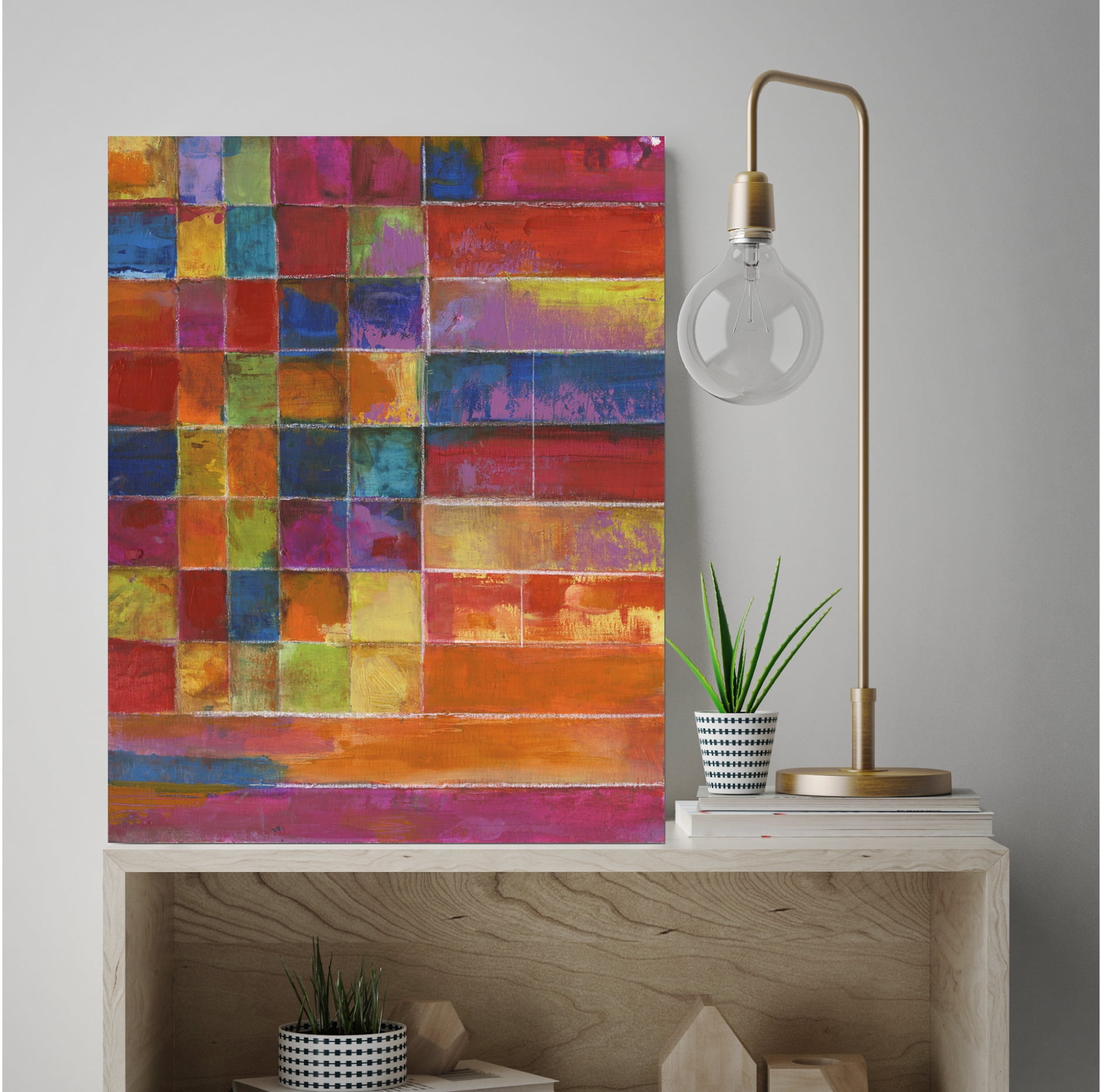 Contemporary Square Pattern Gallery-Wrapped Canvas Wall Art, 16x20
