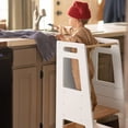 thumbnail image 4 of HARPPA Toddler Tower with Adjustable Height and Anti-Slip Protection, Kids Standing Tower with Safety Rail, Nordi Kids Kitchen Tower with Chalkboard, White, 4 of 9