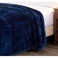 thumbnail image 3 of Chezmoi Collection Heavy Thick Korean Style Faux Mink Blanket Single Ply 9 Lbs, 750GSM Silky Soft Plush Raschel Mink Blanket, 85" x 95" Asia King Size, Solid Navy, 3 of 9