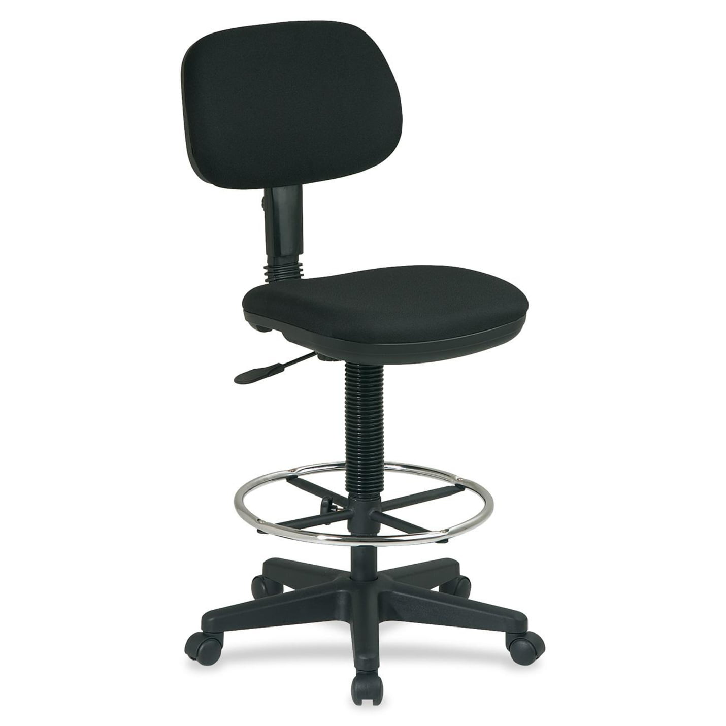 Armless Drafting Stool  Counter Height Chair with Double Wheel Casters Black 
