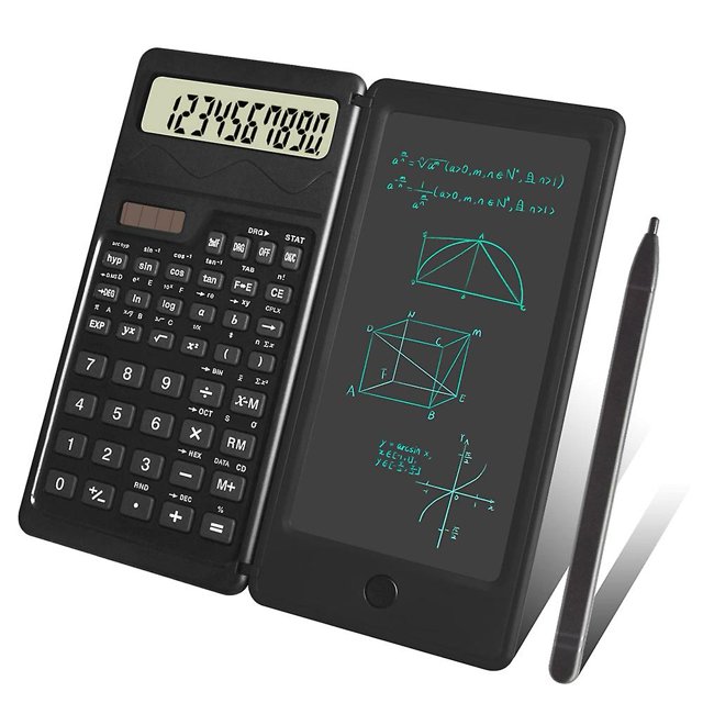 Calculadoras científicas, calculadora de escritorio con pantalla LCD de 12 dígitos y bloc de notas, energía solar y batería, color negro