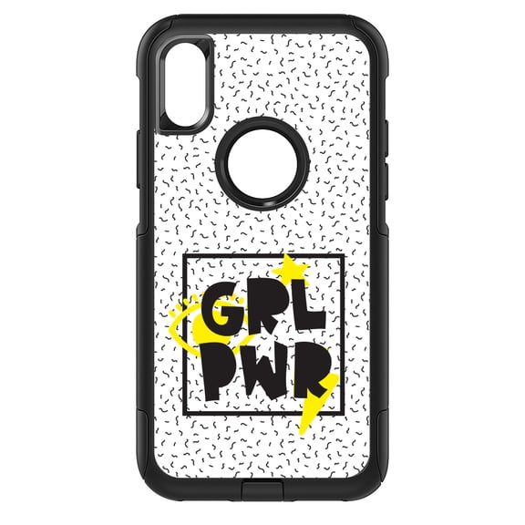 DistinctInk Custom SKIN / DECAL compatible with OtterBox Commuter for iPhone XR (6.1" Screen) - Girl Power - GRL PWR - Yellow & Black Box
