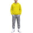 thumbnail image 2 of NEBWOAK Boys Sweatsuit Set 2 Piece Yellow Pullover Hoodie and Jogger Pants Soft Fleece for Active Kids,Size 2-3 T, 2 of 9