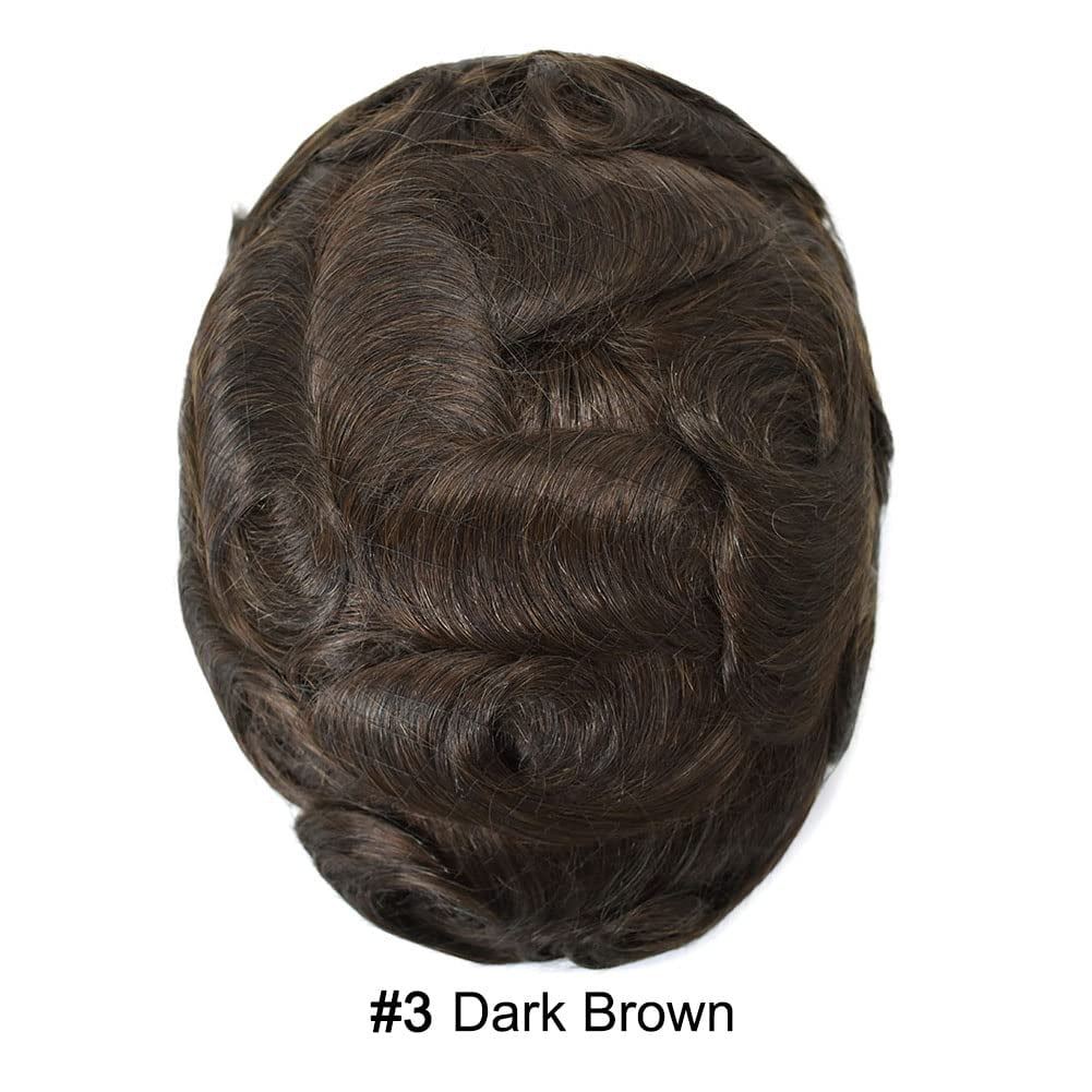 LYRICAL HAIR Lace Center Toupee for Men Human Hair Replacement System Transparen French Lace with PU Around Mens Toupee Hair Pieces Wig Black Brown Blonde Gray Hair