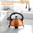 thumbnail image 2 of Top Whistling Kettle Stainless Steel Tea Pot Heat Handle Tea Kettle Boiling Cookware for Electric Cooktop Induction Cookers Orange, 2 of 16