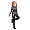 thumbnail image 4 of Halloween Skeleton Jumpsuit, Mock Neck Long Sleeve Bodysuit with Vivid Rose & Bone Print for Stage Performance (1 PC) Navy S, 4 of 5