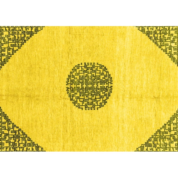 Ahgly Company Indoor Rectangle Abstract Yellow Modern Area Rugs, 7' x 10'