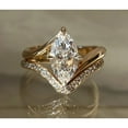 thumbnail image 2 of Luxe Bridal Set Engagement Ring For Women Marquise Cut White Diamond 925 Silver 14K Yellow Gold Over, 2 of 3