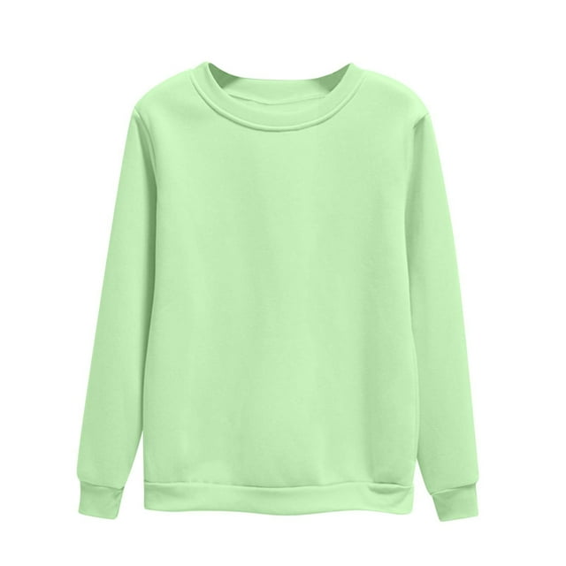 cfhntfmh Chandails Molletonnés Grande Taille pour Femmes Décontractés en Molleton à Manches Longues Chandails à Enfiler Hauts Confortables Col Ras du Cou Couleur Unie Chandails Amples
