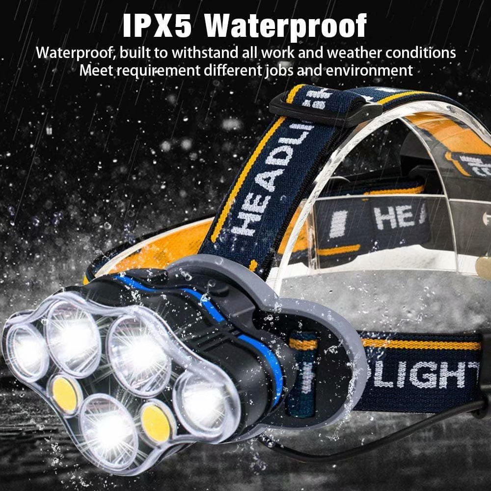 USB Rechargeable Headlamp Flashlight with Red Light, 7 Led Headlamps