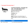 thumbnail image 2 of Left Exhaust Manifold - Compatible with 1988 - 1991 GMC R3500 6.2L V8 Naturally Aspirated Diesel 1989 1990, 2 of 2