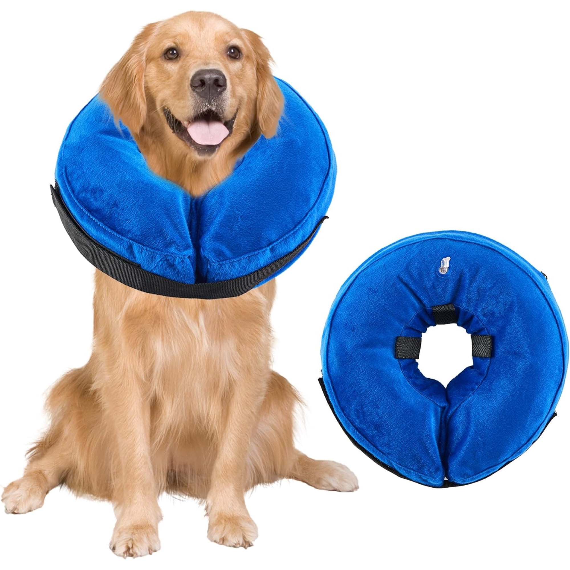 Protective Inflatable Dog Cone for Small Medium Large Dogs and Pets - Adjustable Soft Recovery Neck E-Collar after Surgery to Prevent Biting and Scratching, Alternative Donut Elizabethan Collar (L)