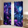 thumbnail image 2 of jejeloiu Ancient Animal Dragon Blackout Curtains Set of 2 (52x84 Each),Rustic Floral Lotus Window Curtains,Deepblue Purple Curtains and Drapes For Teens,Ultra Soft Home Decor, 2 of 6
