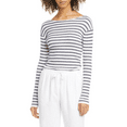 thumbnail image 6 of Vince Striped Rib Boatneck (Optic White/Marine) Women’s Clothing, 6 of 6