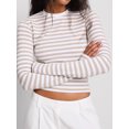 thumbnail image 2 of SUNSIOM T-Shirt à Manches Longues Ajusté pour Femmes Col Rond Décontracté Mode Urbaine Printemps, 2 of 6