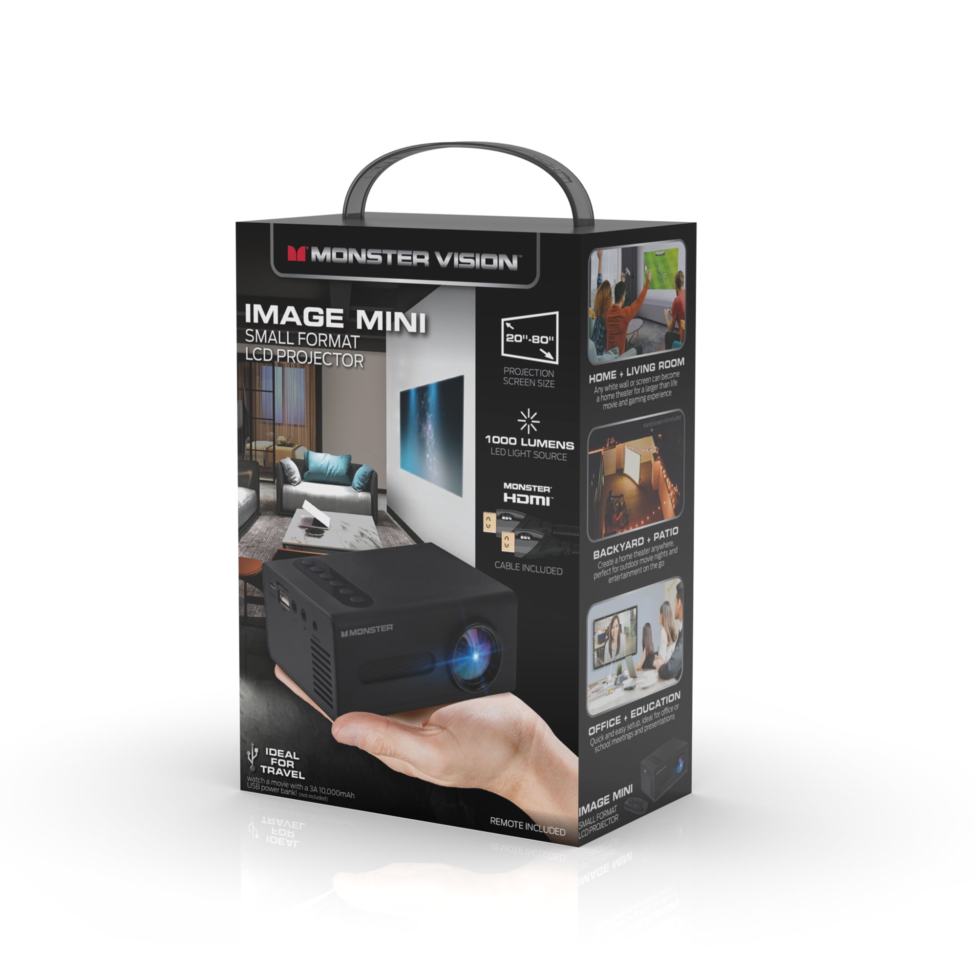 Monster Mhv1-1050-Blk 320P Small Format LCD Mini Projector with Remote