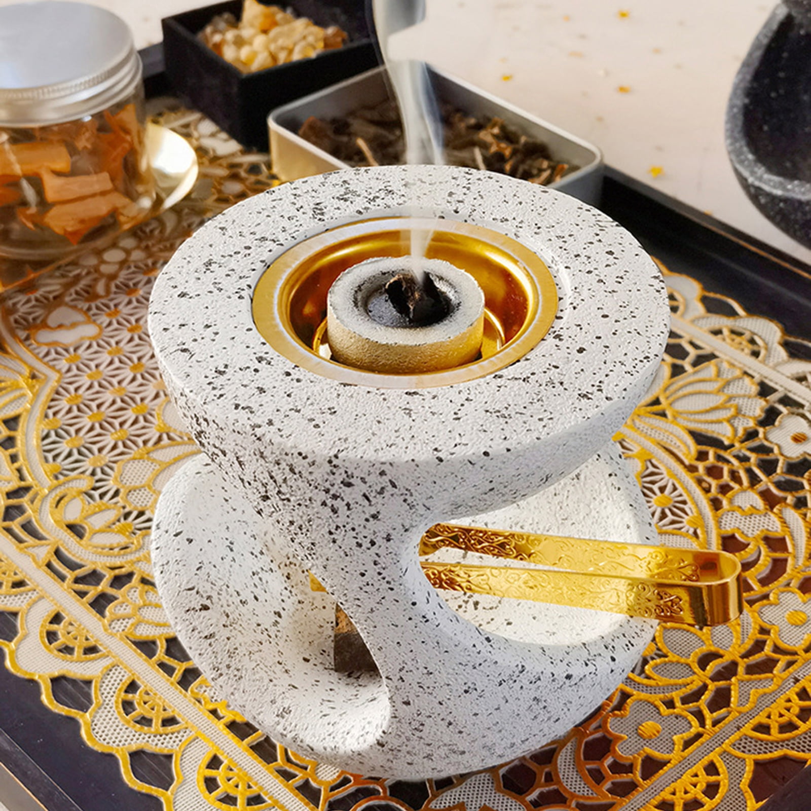 Decorative Frankincense Burners For Home Office with Storage Compartment Middle Eastern Styles Incenses Holder Stove