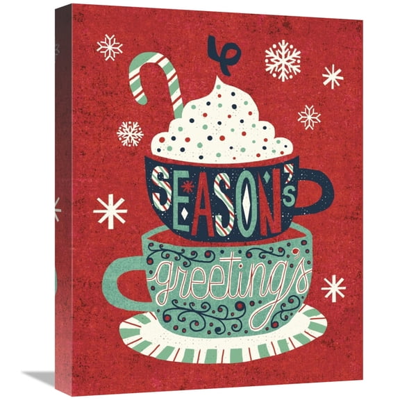 Global Gallery's 'Festive Holiday Cocoa Seasons Greetings' By Michael Mullan Stretched Canvas Wall Art