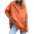 thumbnail image 4 of vigerkar Women's Casual Long Sleeve Sweatshirt Loose Henley Neck Pullover Tunic Tops Fashion Outfits (Orange, XL), 4 of 9