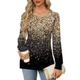 thumbnail image 4 of Chemises pour Femmes Articles en Liquidation Chemise en Polyester pour Femmes Hauts d'Automne pour Femmes Coupe Ample Manches Longues Plissées Chemises Décontractées Col Rond Imprimé Floral Blouse T-Shirts Grande Taille, 4 of 7