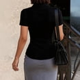 thumbnail image 3 of Women's Basic Button Up Shirt Short Sleeve Button Down Collared Shirts Work Shirt Black L, 3 of 3