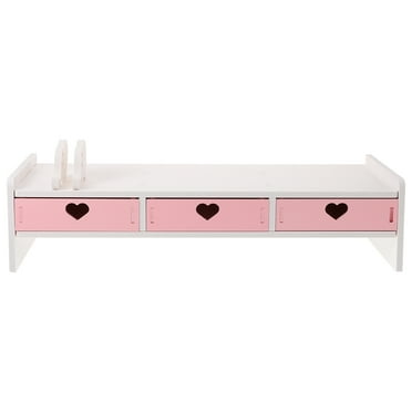 Monitor Stand with 3 Drawers Monitor Riser Computer Stand with Cellphone Holder for PC, Laptop, Printer
