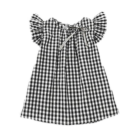 

LisenraIn Summer Baby Girls Plaid Beach Casual Sundress Clothes Dresses