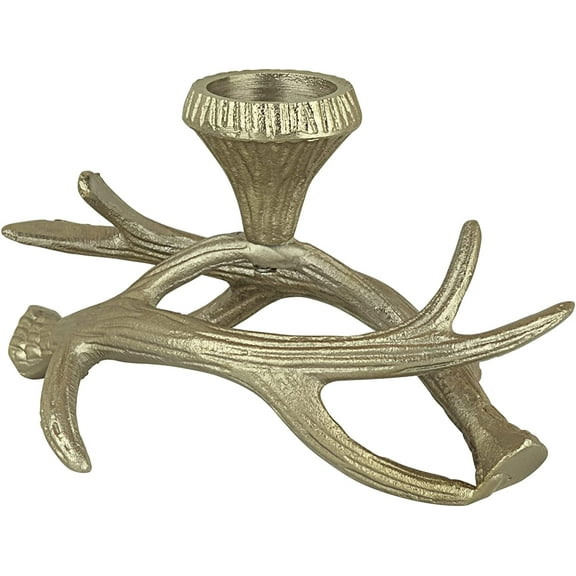 Aspen Creative 16404-11-2, Antique Brass Branch Shape Aluminum Solid Candle Holder, Table Decorative Candle Stand for Dinning, Home Decor, 8-1/2" L x 5" W x 4-3/4" H, Set of 2