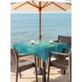 thumbnail image 2 of Outdoor Tablecloth with Umbrella Hole and Zipper, Turquoise Boho Square Table Cloth 54x54 Inch Waterproof Tablecloth, Oriental Abstract Motifs Traditional Bohemian Picnic Table Cover for Patio, 2 of 7