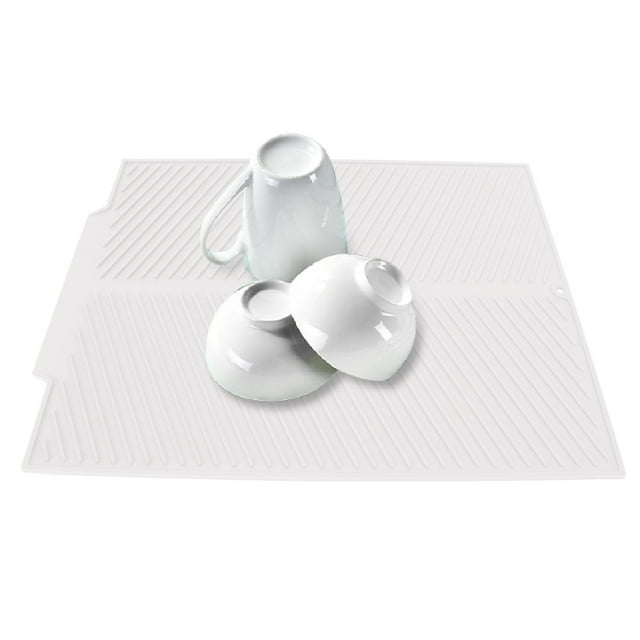 Dish Drying Mat, 485x405mm Kitchen Counter Drain Pad Silicone Easy Clean Draining Board Mat for Home Kitchen Counter