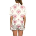 thumbnail image 6 of Moxiu Valentines Pajamas for Women Set 2 Piece Love Heart Print Button Down Shirts with Shorts Matching Loungewear Sleepwear 2025 Red,XL, 6 of 7