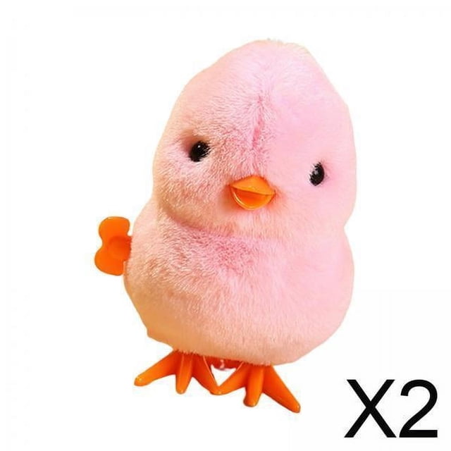 2xWind Up Toy Novedad Polluelo Juguetes De Peluche Para Premio Regalo Favores Para Fiestas Infantiles Pollo Saltador Rosa