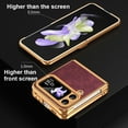thumbnail image 4 of Dteck for Galaxy Z Flip 4 5G Plating PC Case,Shockproof Slim Anti-Slip Luxury Leather Cover with Hinge Protection Case for Samsung Galaxy Z Flip 4,Rose, 4 of 7