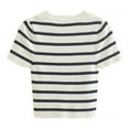thumbnail image 5 of Drses Womens Summer Tops Striped Print Knit Short Sleeve Slim Fitted Crop Tee Top, 5 of 6