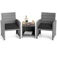 thumbnail image 2 of Costway 3 PCS Patio Furniture Set with Tempered Glass Coffee Table & Soft Seat Cushions Black, 2 of 10