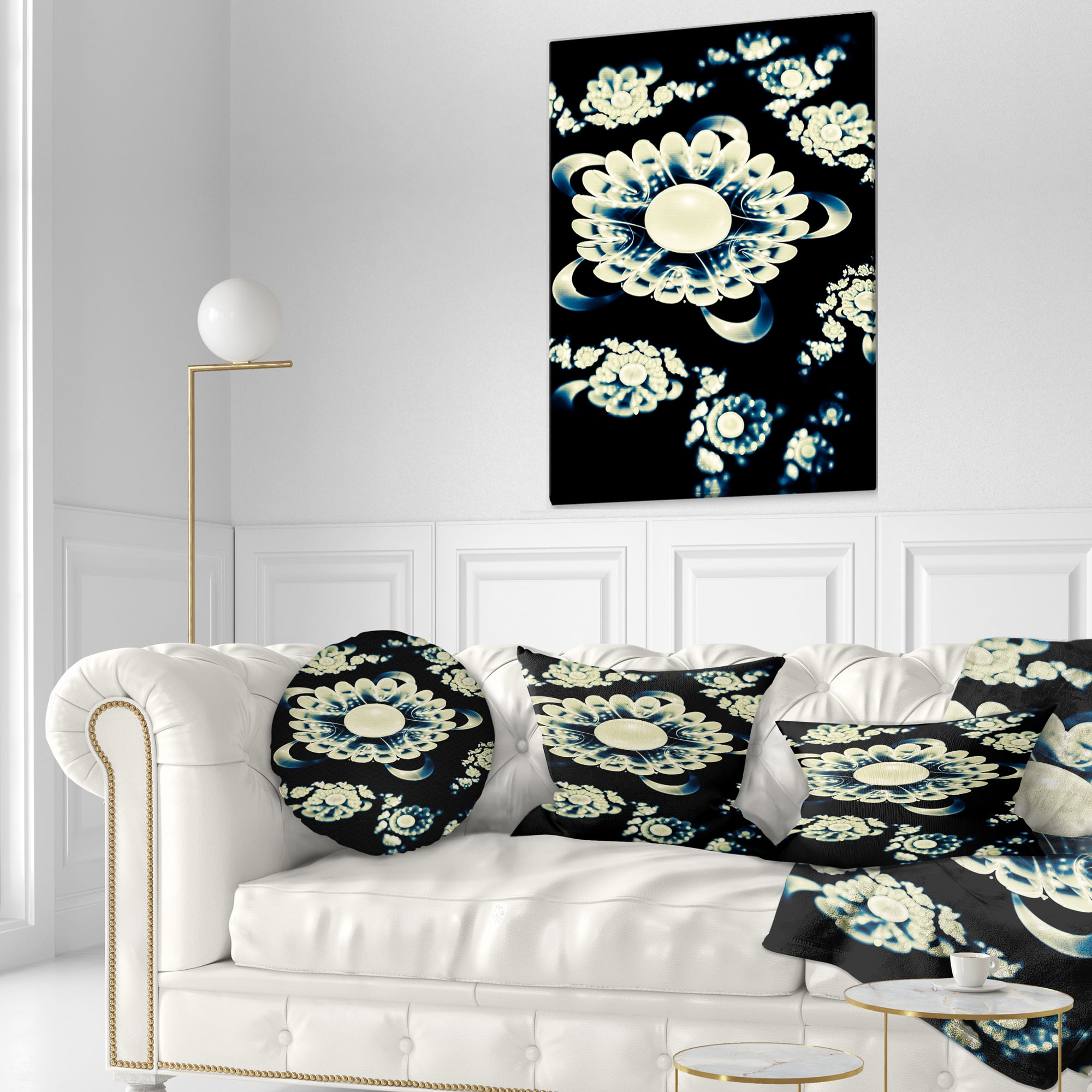Designart 12" x 20" Black Polyester Throw Pillow