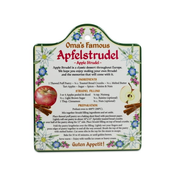 Oktoberfest Haus Multicolor Ceramic Oma's Famous Apfelstrudel Recipe Decorative Kitchen Trivet