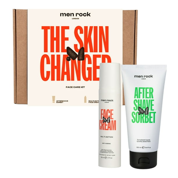 Men Rock Skin Changer Kit de Cuidado Facial, Crema de Afeitar, 2 Pc