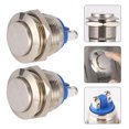 thumbnail image 2 of MasteelfCA 2pcs 19mm High Waterproof Momentary Stainless Steel Metal Push Button Switch (Silver), 2 of 7