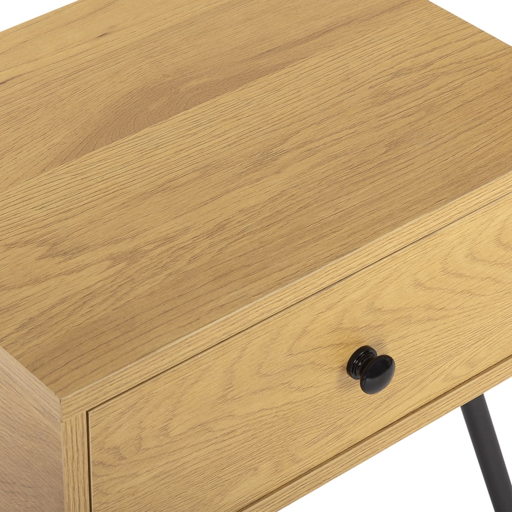 Kadyn Modern Nightstand, End Table with Drawer, Cross Legs, Bedside Table for Closet, Living Room, Oak-2PCS