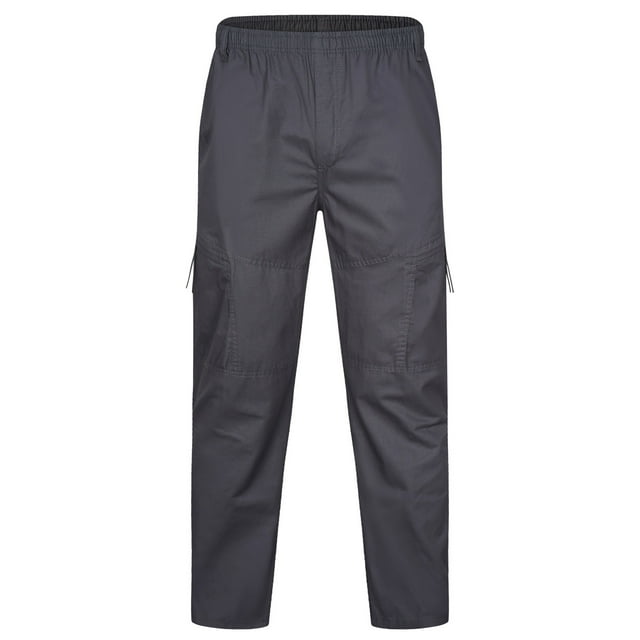 Mens Cargo Pants Stretch Waist Lightweight Regular Fit Multi Pocket