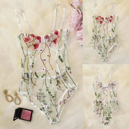 

Ykohkofe New Women Lace Lingerie Underwear Teddy Bodysuit Jumpsuit Sleepwear Embroidery