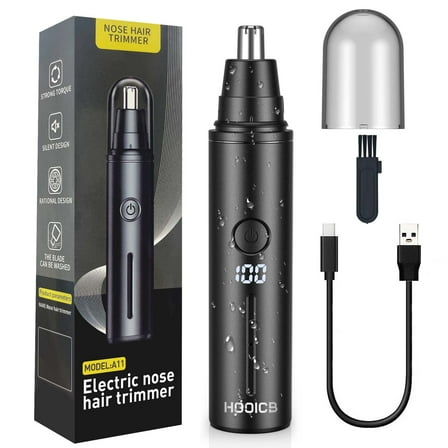 HOOICB Nose Hair Trimmer for Men, Ear Hair Trimmer Grooming, IPX7 Waterproof, Built-in Rechargeable Battery